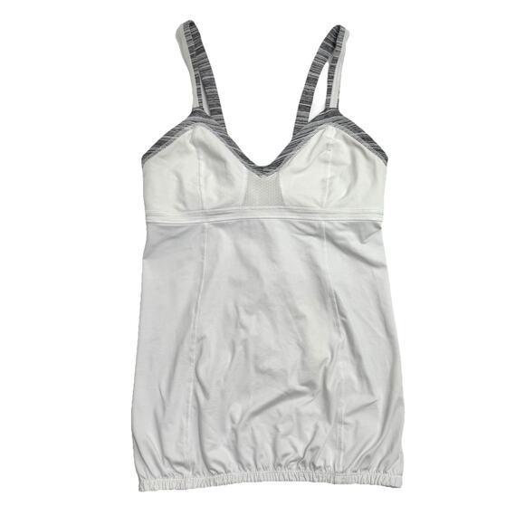 Lululemon Light It Up Tank Top Built in Bra Size 6 Reflective White/Gray Running - Picture 1 of 9